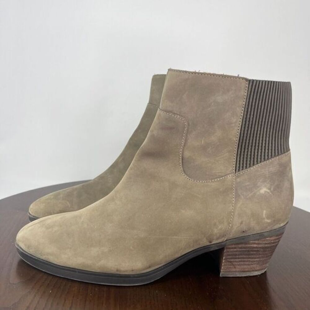 Vionic Shantelle Ankle Boots Womens 10 Green Nubuck Leather Waterproof Pull On